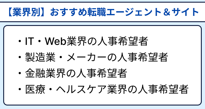 【業界別】人事向けおすすめ転職エージェント＆サイトのイラスト